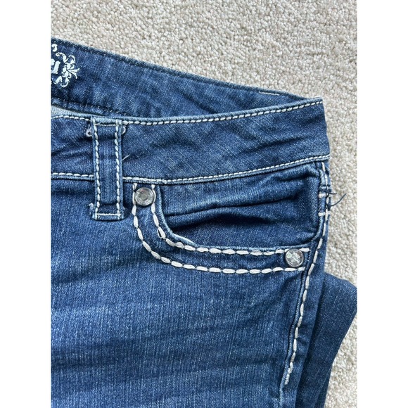 Paisley Sky 12 Straight Leg Thick Stitch Pocket Flap Denim Blue Jeans Cowgirl - Picture 5 of 11